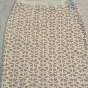 Etcetera Beige & White Patterned Knit skirt size small